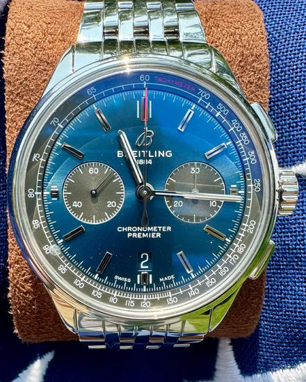 2019 Breitling Premier B01 Chronograph 42MM Blue Dial Steel Bracelet (AB0118A61C1A1)