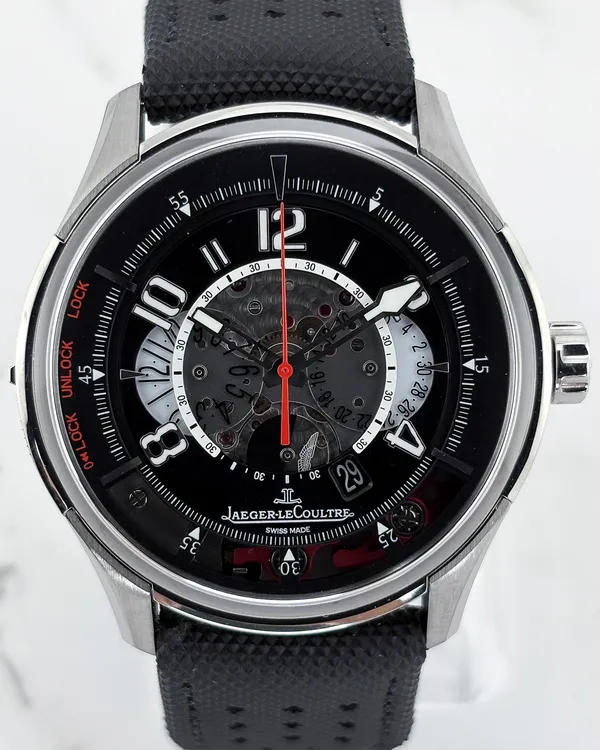 Jaeger-LeCoultre AMVOX 2 Chronograph "Aston Martin DBS" L. E. 44MM Black Dial Leather Strap (Q192T450)