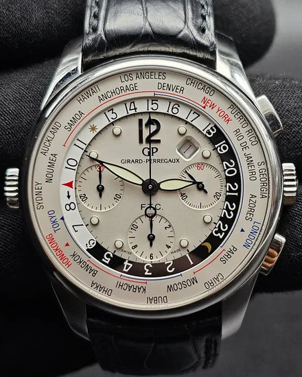 2008 Girard Perregaux World Time Chronograph L.E. 43MM Champagne Dial Leather Strap (49805.11.151.BA6A)