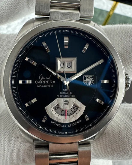 Tag Heuer Carrera Grand Carrera 43MM Black Dial Steel Bracelet (WAV5111)
