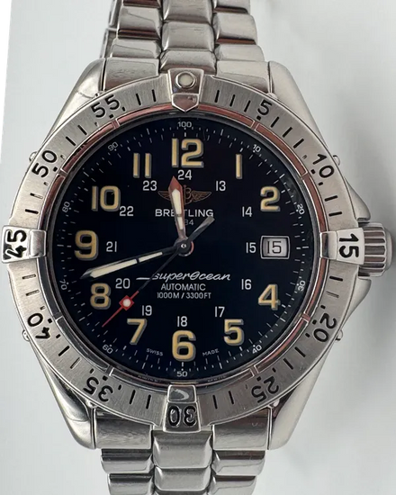 Breitling Superocean 41MM Black Dial Steel Bracelet (A17340)