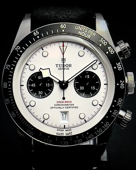 Tudor Black Bay Chrono "Panda" 41MM White Dial Leather Strap (79360N)