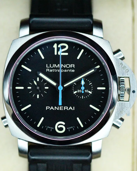 Panerai Luminor Rattrapante 44MM Black Dial Rubber Strap (PAM00362)