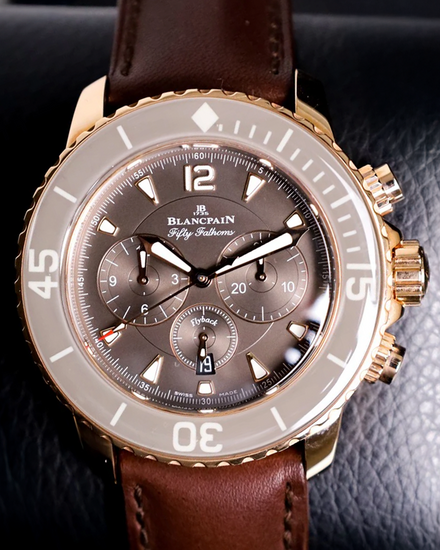 2024 Blancpain Fifty Fathoms 45MM Grey Dial Leather Strap (5085F3634-63A)