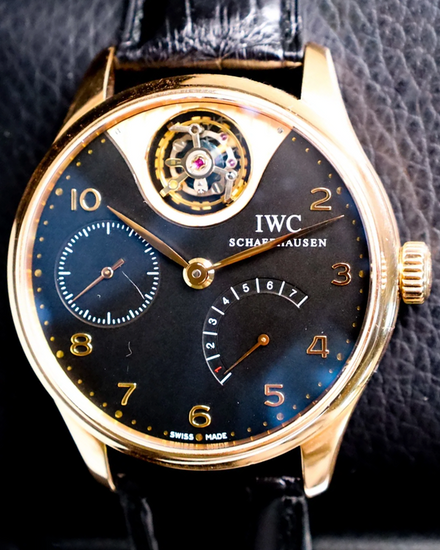 IWC Schaffhausen Portugieser Tourbillon L.E. 44MM Black Dial Leather Strap (IW504210)
