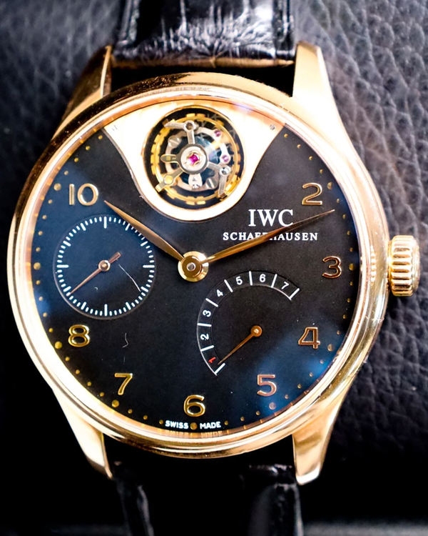 IWC Schaffhausen Portugieser Tourbillon L.E. 44MM Black Dial Leather Strap (IW504210)