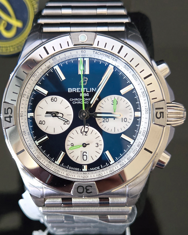Breitling Chronomat B01 "Seattle Seahawks" L.E. 42MM Blue Dial Steel Bracelet (AB0134)