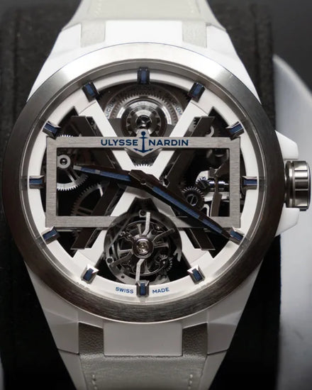 2022 Rare Ulysse Nardin Blast Tourbillon Ceramic 45MM Skeleton Dial Leather Strap (1723-400/00)