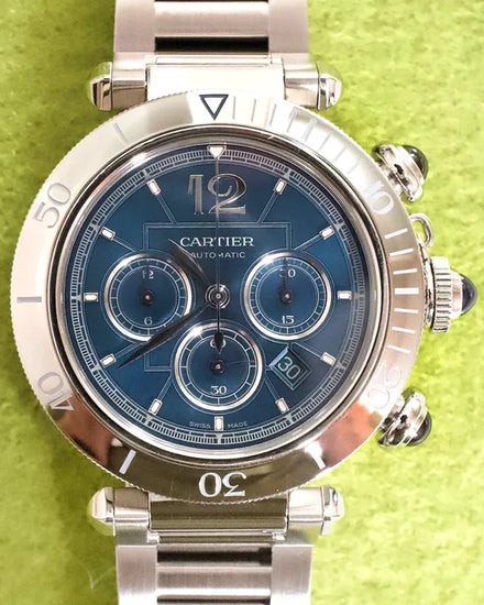 Cartier Pasha De Cartier 41MM Blue Dial Steel Bracelet (WSPA0039)