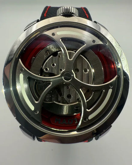 MB&F MAD Edition 1 Red 42MM Skeleton Dial Leather Strap (M.A.D. 1)