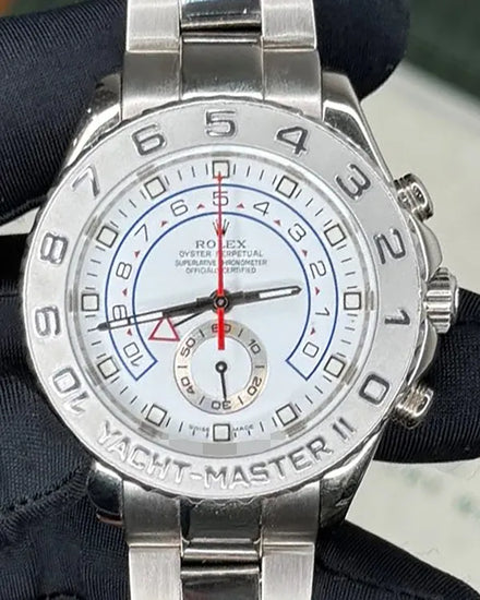 2008 Rolex Yacht-Master II 44MM White Dial White Gold Oyster Bracelet (116689)