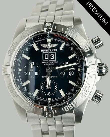 Breitling Blackbird 44MM Black Dial Steel Bracelet (A44359)