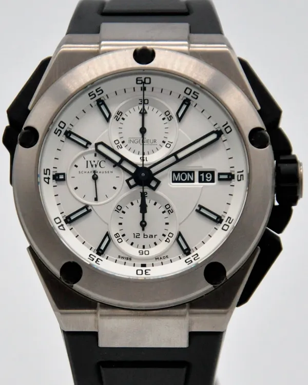2013 IWC Schaffhausen Ingenieur Double Chronograph 45MM Black Dial Rubber Strap (IW386501)