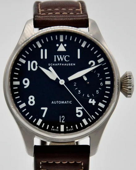 IWC Schaffhausen Pilot 46.2MM Black Dial Leather Strap (IW501001)