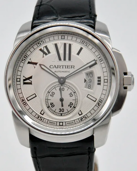 Cartier Calibre de Cartier 42MM Silver Dial Leather Strap (W7100037)
