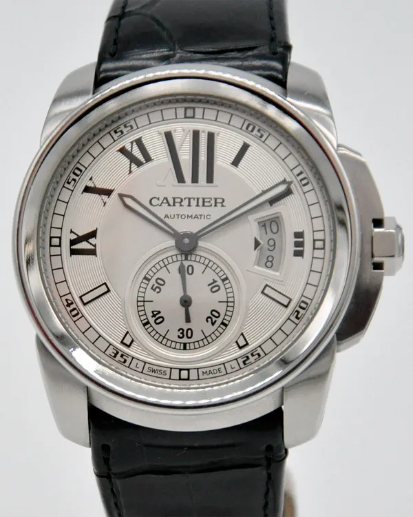 Cartier Calibre de Cartier 42MM Silver Dial Leather Strap (W7100037)