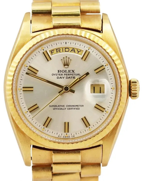 Rolex Day-Date 36MM Silver Dial Yellow Gold President Bracelet (1803)