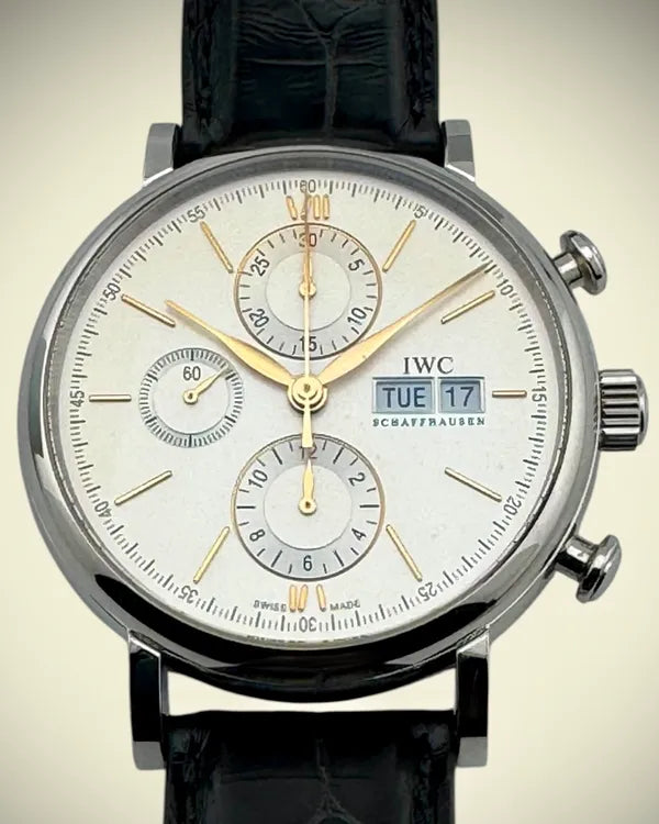 2020 IWC Schaffhausen Portofino Chronograph 42MM Silver Dial Leather Strap (IW391031)