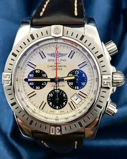 2014 Breitling Chronomat Airbone "30th Anniversary" S.E. 44MM Silver Dial Leather Strap (AB01154G/G786)