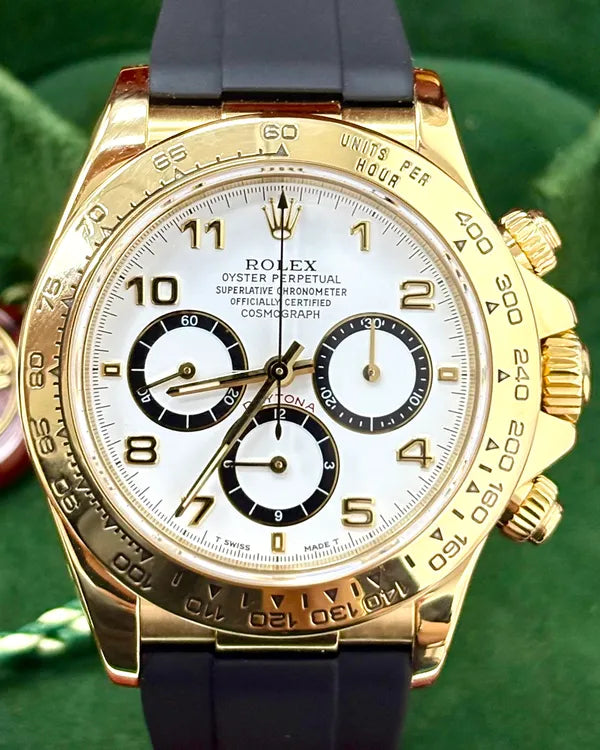 Rolex Cosmograph Daytona 40MM White Dial Aftermarket Rubber Strap (116518)