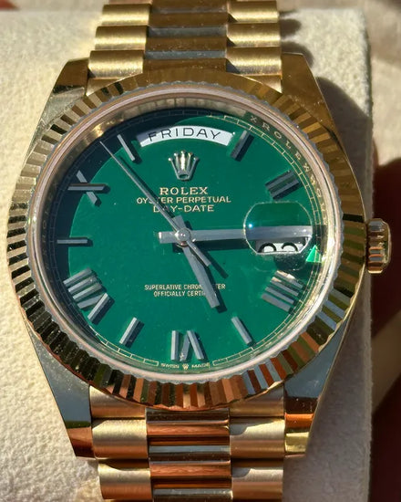 2023 Rolex Day-Date 40MM Green Dial Yellow Gold President Bracelet (228238)