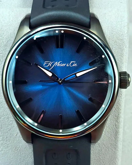H. Moser & Cie. Pioneer 42.8MM Blue Dial Rubber Strap (3200-1205)