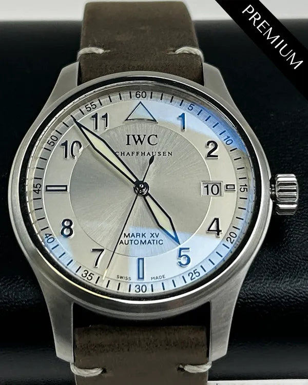 IWC Schaffhausen Pilot Mark XV 38MM Silver Dial Aftermarket Leather St ...