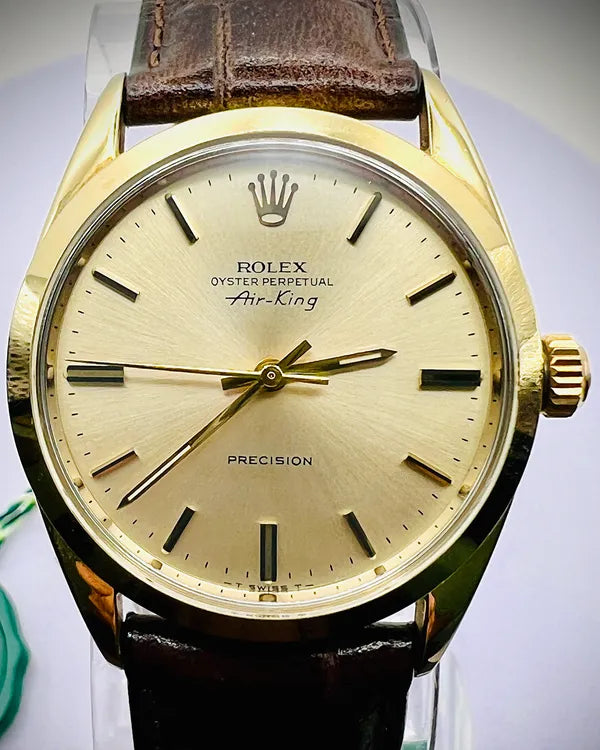 Rolex Air-King 34MM Champagne Dial Aftermarket Leather Strap (5520)