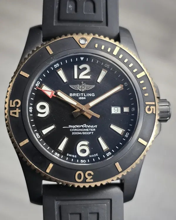 Breitling Superocean 46MM Black Dial Rubber Strap (U17368)