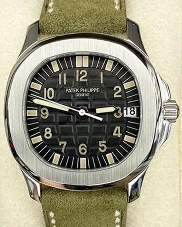 Patek Philippe Aquanaut 36MM Black Dial Aftermarket Leather Strap (5066A-001)