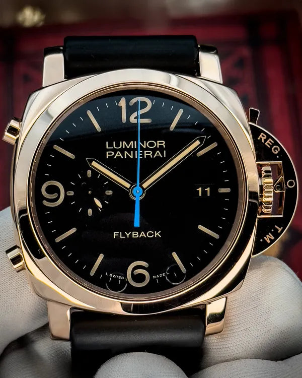 Panerai Luminor 1950 3 Days Chrono Flyback 44MM Black Dial Rubber Strap (PAM00525)
