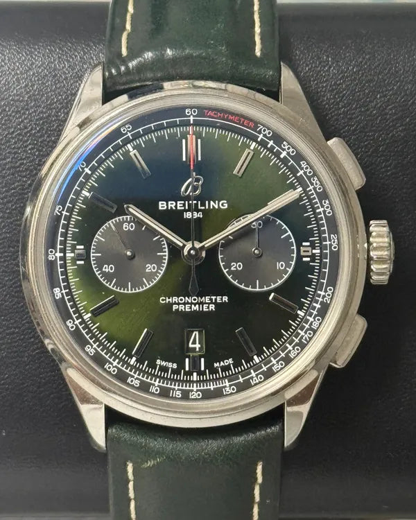 2019 Breitling Premier B01 Chronograph Bentley British Racing Green S. E. 42MM Green Dial Leather Strap (AB0118A11L1X1)