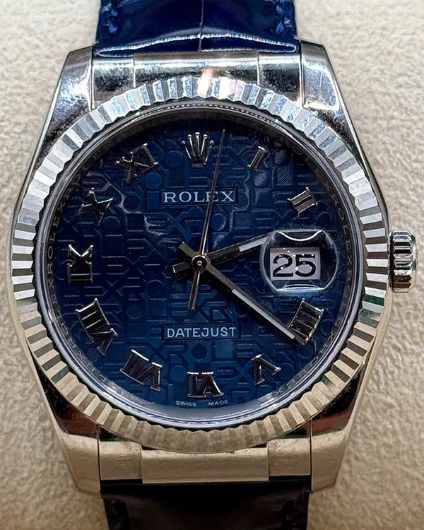 2013 Rolex Day-Date 36MM Blue "Jubilee" Dial Leather Strap (116139)