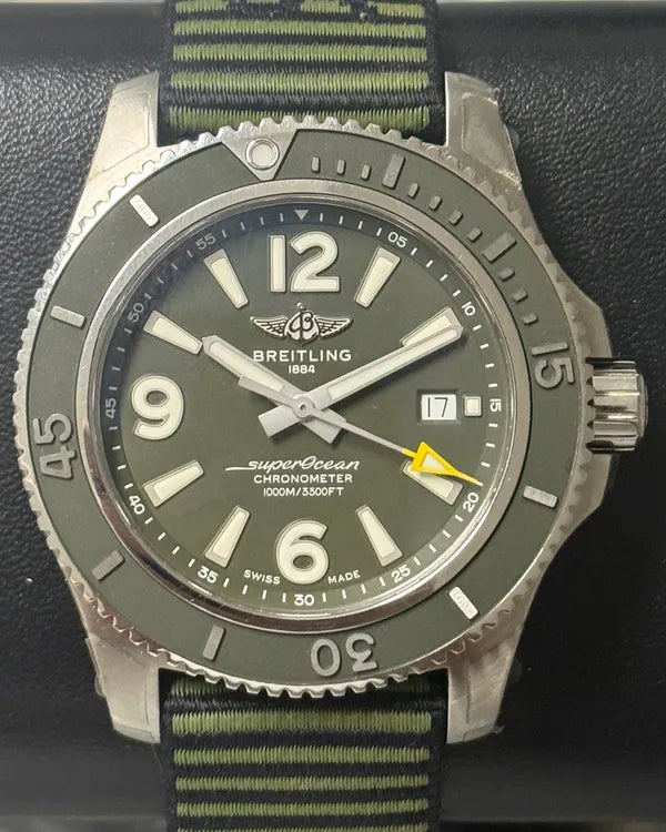 Breitling Superocean 44MM Green Dial Textile Strap (A17367)