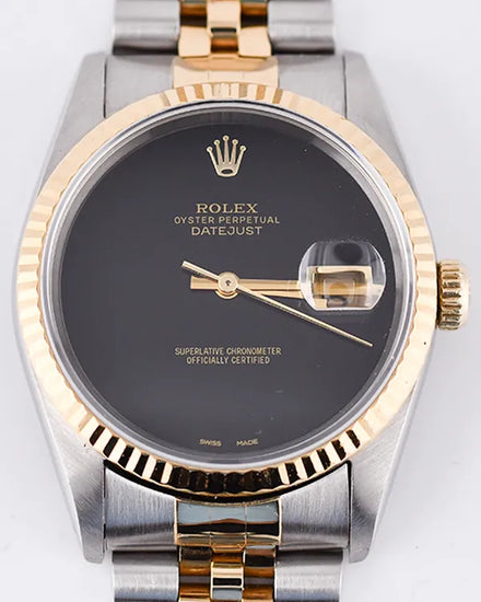 Rolex Datejust 36MM Aftermarket Black Dial Two-Tone Jubilee Bracelet (16233)