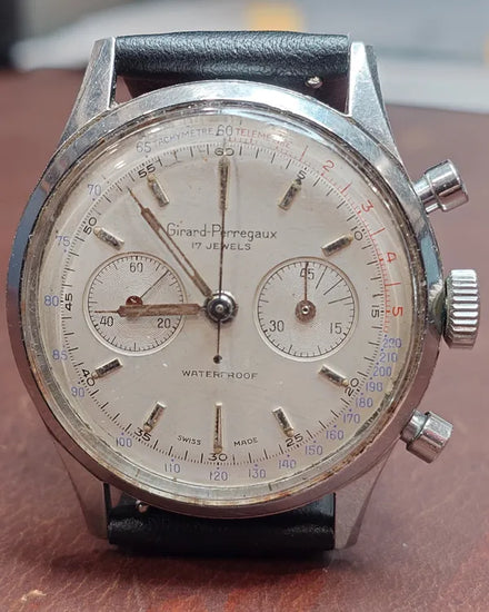 Girard Perregaux Chronograph 36MM White Dial Aftermarket Leather Strap (0409)