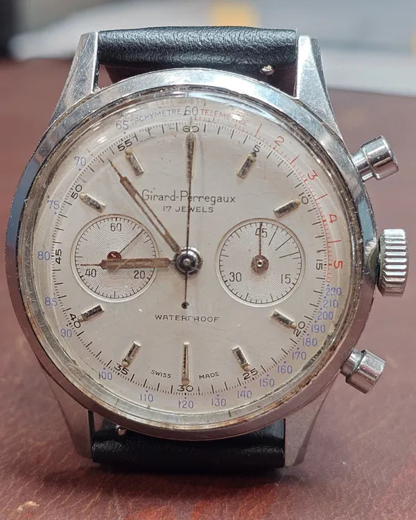 Girard Perregaux Chronograph 36MM White Dial Aftermarket Leather Strap (0409)
