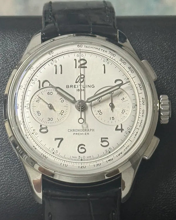 Breitling Premier B09 Chronograph 40MM Silver Dial Leather Strap (AB0930371G1P1)