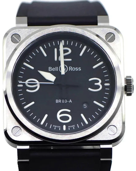 Bell & Ross BR 03 92 41MM Black Dial Rubber Strap (BR03-A)