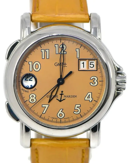 Ulysse Nardin San Marco GMT 39MM Orange Dial Leather Strap (223-22)