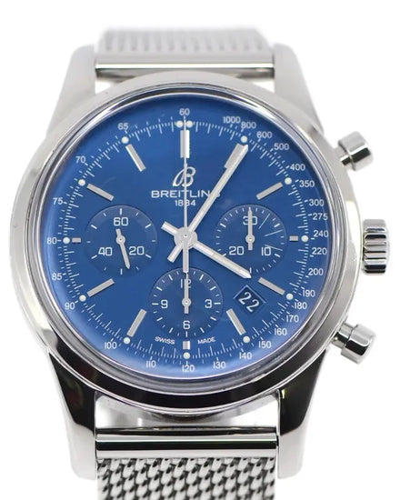2015 Breitling Transocean 43MM Blue Dial Steel Bracelet (AB0151)