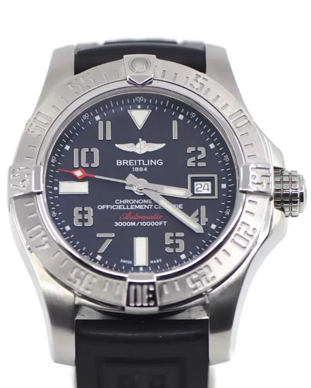 Breitling Avenger II Seawolf 45MM Black Dial Rubber Strap (A17331)