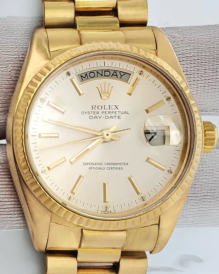 1983 Rolex Day-Date 36MM Silver Dial Yellow Gold President Bracelet (18038)