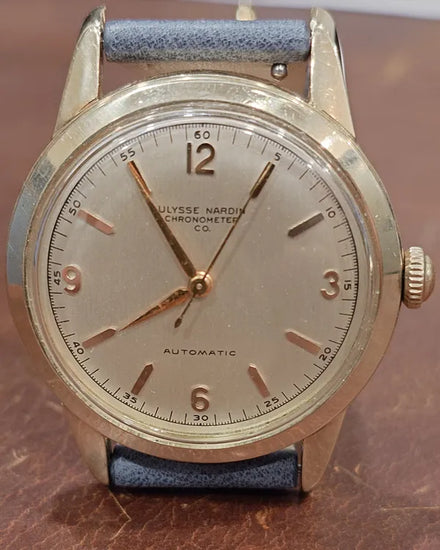 Ulysse Nardin Vintage 34MM Cream Dial Aftermarket Leather Strap (20965)