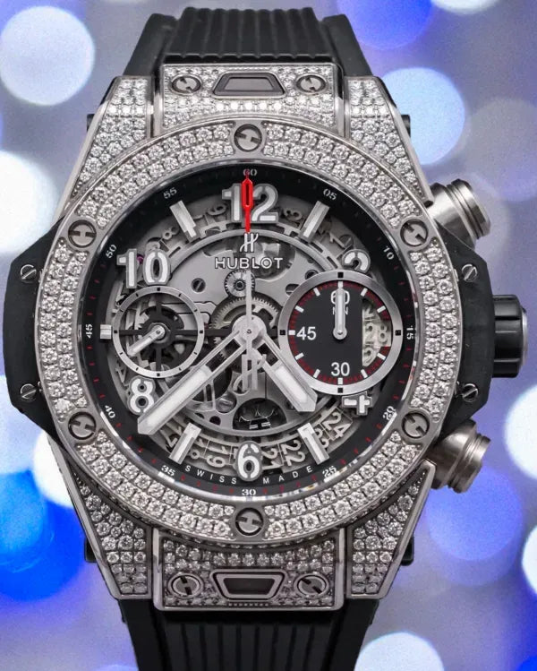 Hublot Big Bang Unico Titanium Pave 42MM Skeleton Dial Rubber Strap (441.NX.1170.RX.1704)