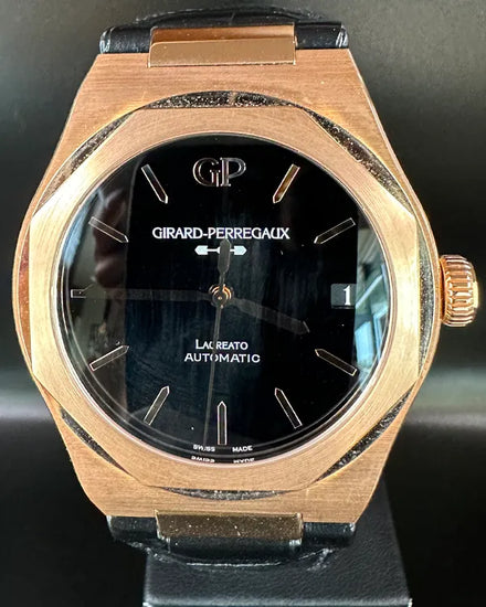 2023 Girard Perregaux Laureato 42MM Black Onyx Dial Leather Strap (81010-52-3118-1CC)