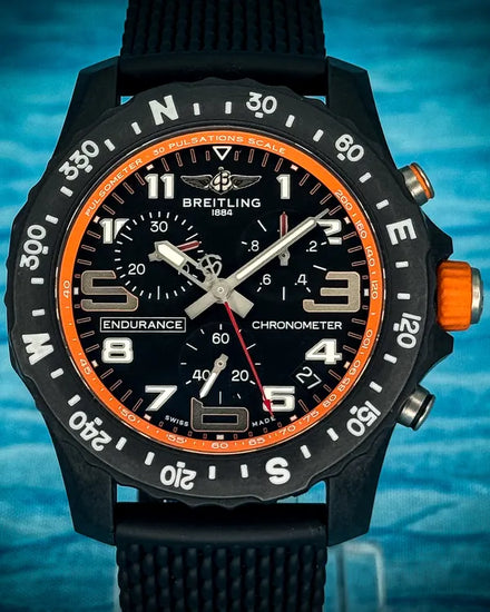 Breitling Endurance Pro 44MM Quartz Black Dial Rubber Strap (X82310A51B1S1)
