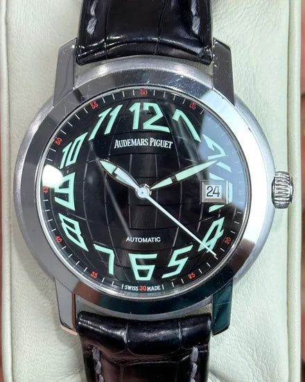 2005 Audemars Piguet Jules "Globe" 39MM Black Dial Leather Strap (15120BC.OO.A002CR.02)