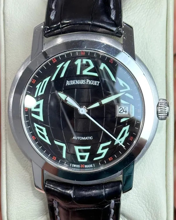 2005 Audemars Piguet Jules "Globe" 39MM Black Dial Leather Strap (15120BC.OO.A002CR.02)
