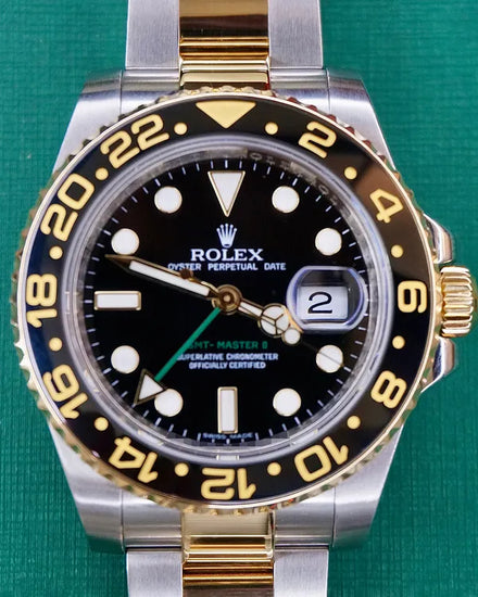 2010 Rolex GMT-Master II 40MM Black Dial Two-Tone Oyster Bracelet (116713)